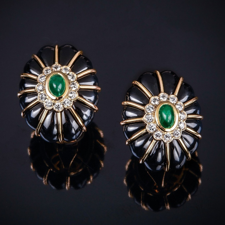 Bon Bon, Hard stone, coloured gem and diamond earrings